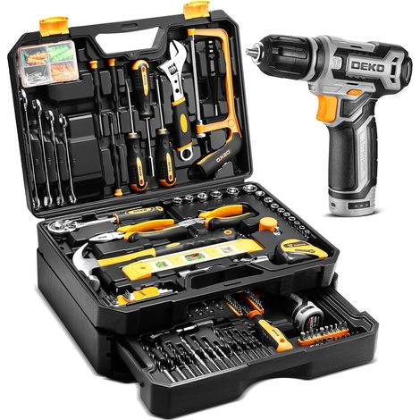 Caisse a Outil avec Perceuse Visseuse Multifonction Sans Fil 12V - 238 Pièces Malette Outils complete, Boîte à Outils avec Perceuse pour Réparation, Entretien, Autillage Mecanique Auto (1/5)