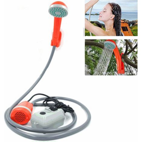 Pommeau de douche portable pour le camping avec pompe à eau, batterie rechargeable amovible de 2200 mAh, câble USB, idéal pour le camping, la randonnée, les voyages et le jardin. (1/5)