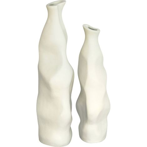 Vase décoratif beige en fibrocemento style contemporain - beige naturel mat (1/3)