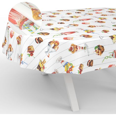 Nappe en Toile cirée Lavable, pour Table de Jardin, extérieur, intérieur, Ovale, Bord coupé, Motif café glacé, 200 x 140 cm (1/5)