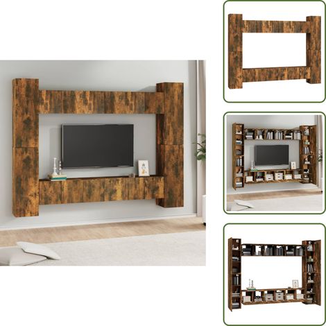Räuchereiche - vidaXL 10-tlg. TV-Schrank-Set Räuchereiche Holzwerkstoff - Stauraum