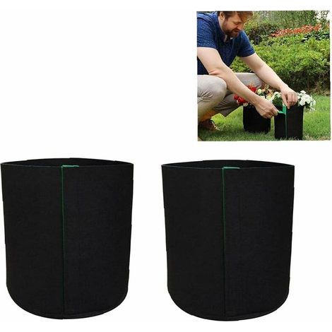 Filiyano-Sacs de plantation, pots en tissu de 4 litres avec côtés auto-adhésifs pour le rempotage, 16 x 20 cm, lot de 2, noirs (1/5)