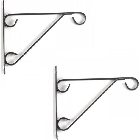 2 x Smart Garden 12 / 14 Inch Metal Hanging Basket Wall Bracket Black 6040060 (1/2)