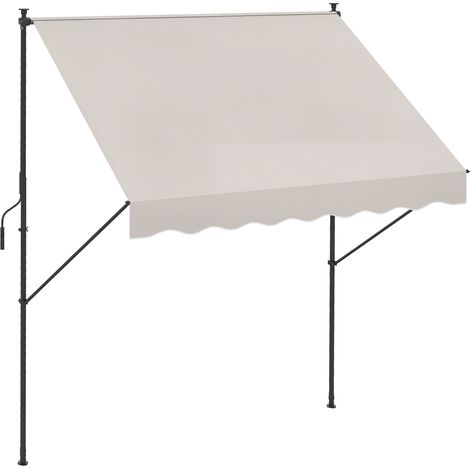 Store banne rétractable manuel 200 x 175 x 210-310 cm, réglable par manivelle, protection solaire UV40+, couleur crème, pour balcon et terrasse.