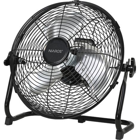 Ventilador portátil metálico de suelo "Nuoro" (15W motor DC 11,1V) color negro (1/5)