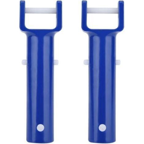 Swimming Pool Clip, Blue ABS Material Swimming Pool V-Shaped Clamp Brush Head Clamp Replacement Handle Swimming Pool Accessories for Most Standard Suction Heads 2 Pieces-JUSCH (1/4)