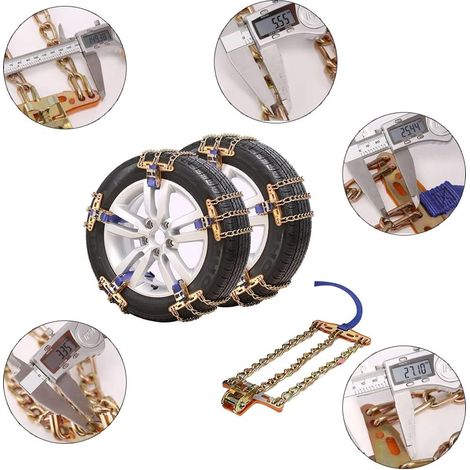 Catene da neve universali adatte ad auto, SUV e camion. Misura media, compatibili con pneumatici da 205 a 225 mm. (1/4)