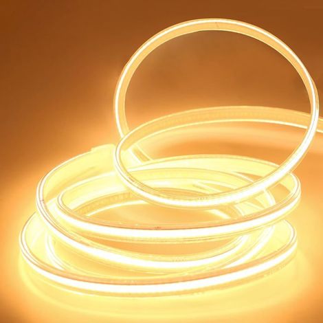 Cob Led Ruban Lampe 2M 220 Volt 3000K Blanc Chaud,2 Metres Flexible Led Strip Exterieur Interieur Ip67 Impermeable(Blanc Cha[CA138] (1/5)