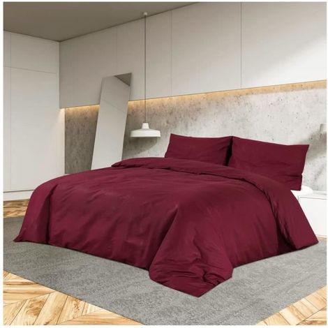 Parure de lit - VGEBY - 200x220 cm - Microfibre légère - Douceur exceptionnelle - Bordeaux ABI (1/4)
