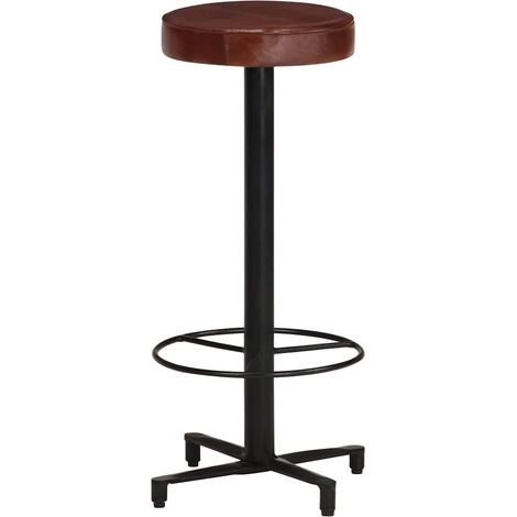 Tabourets de bar lot de 2 assise en cuir véritable et structure en fer 40 x 76 cm (1/5)