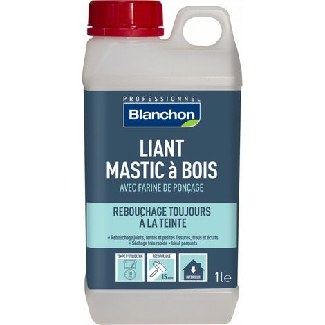 Blanchon – Liant mastic à bois 1 L – Pour rebouchage joints et fissures jusqu'à 2 mm – Séchage rapide pour parquets collés – Application facile