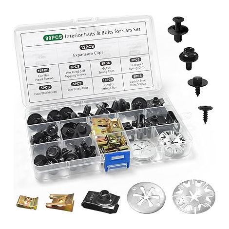 Vis Carrosserie Voiture Set, Voiture Kit de Clip à Vis, Rondelle Clips pour fixation et Réparation Pièces Automobiles (1/5)