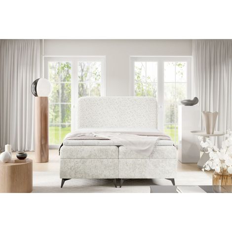 Boxspringbett Schlafzimmerbett TRIANA PREMIUM 120x220cm Stoff Trenza Creme