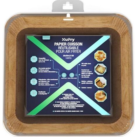 Accesorio freidora Nufry MOLDE DE PAPEL DE COCINA PARA AIR FRYER - 100 PCS MODELO PAPERSQUARE (1/3)