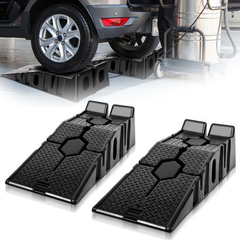 Wolketon Auffahrrampe 2er Set Kunststoff Schwerlast Rampe bis 3 Tonnen KFZ-Auffahrt Plattform Hebebühne PKW KFZ (1/5)