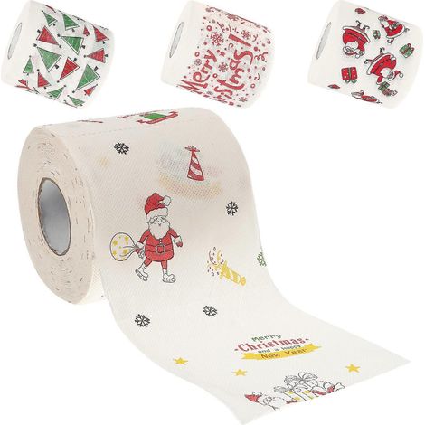 4 rouleaux de papier toilette de Noël, imprimés avec des motifs de Noël, serviettes en papier toilette jetables, mouchoirs en papier (1/5)