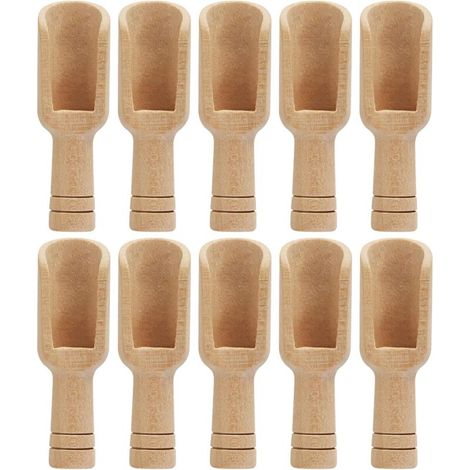 10 cuillères à sel miniatures en bois, cuillères pour épices, thé, sucre, non toxiques, bois naturel (1/4)