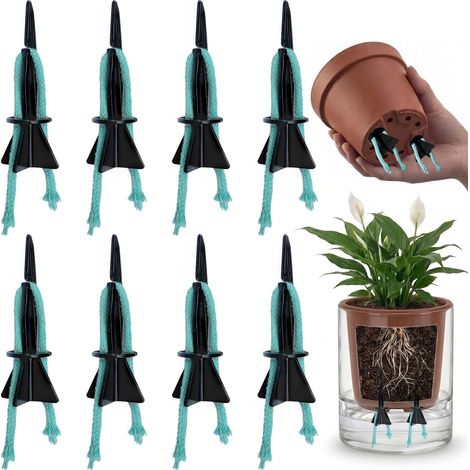 Lot de 8 Mèches d'Arrosage Automatique pour Pots de Fleurs, Kit d'Arrosage Goutte à Goutte DIY avec Cordon Capillaire, Système d'Irrigation Automatique pour Plantes d'Intérieur, Semis et Vacances (1/5)