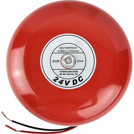 Sonnette d'alarme ronde en métal 24 V, rouge, pour alarme incendie et sécurité. (1/5)