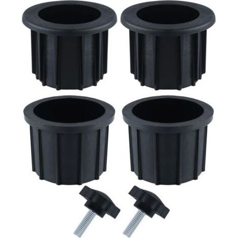 2 sets (6 pièces) accessoires parasol balcon - 4 anneaux + 2 vis bouton noir (1/4)