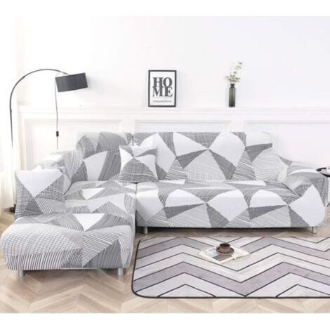 CSPARCV (3-Sitzer + 3-Sitzer) L-förmige Ecksofa-Überzüge, 2-teilige Stretch-Sofa-Schutzhüllen mit 2 Kissenbezügen (1/4)