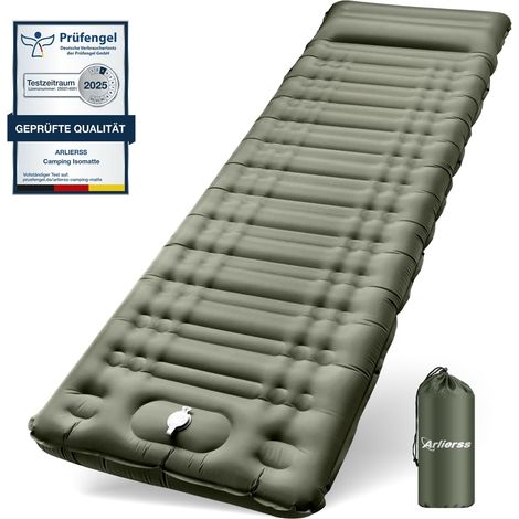 Matelas de Camping avec Pompe à Pied, Épaisseur Améliorée 12cm/4.7inch Tapis de Couchage Autogonflant, Matelas Randonnée avec Oreiller,Ultraléger Imperméable pour Sac à Dos, Randonnée,Tente (1/5)