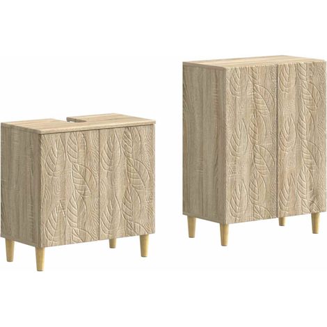 Juego de gabinete de baño de 2 piezas DELFT Roble Sonoma vidaXL (1/5)