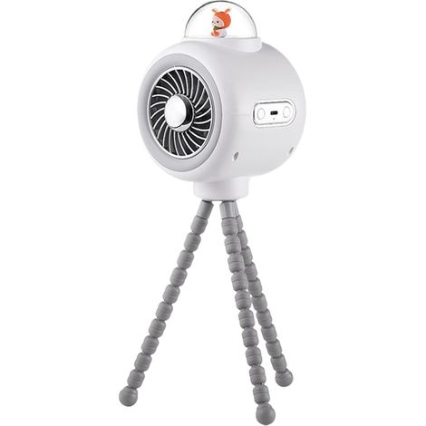 Ventilateur portable à trépied flexible pivotant, ventilateur pour poussette rechargeable USB batterie 3600mAh, mini ventilateur à tête oscillante avec figurine décorative pour voyage, extérieur et (1/5)