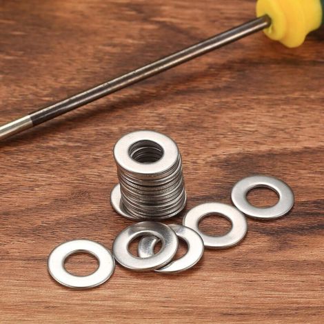 Assortimento di 380 rondelle in acciaio inox, rondelle di sicurezza piatte in metallo, 9 misure: M2, M2.5, M3, M4, M5, M6, M8, M10, M12