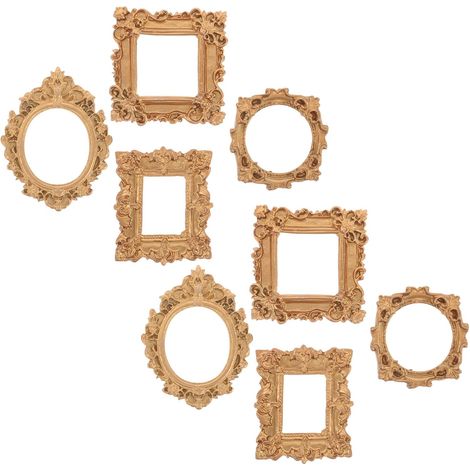 8 Pièces Cadre Photo Vintage Mini en Résine Or pour Projets Créatifs et Mariages, Style Rétro Classique Forme Ovale ou Carrée pour Mise en Valeur Artistique (1/5)