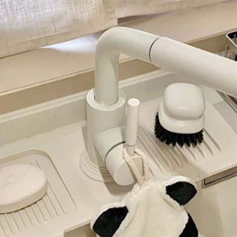 Protection anti-éclaboussures en silicone pour robinet, tapis de salle de bain et de cuisine, tapis anti-éclaboussures et d'évacuation, étanche et épais pour le fond du robinet. (1/5)