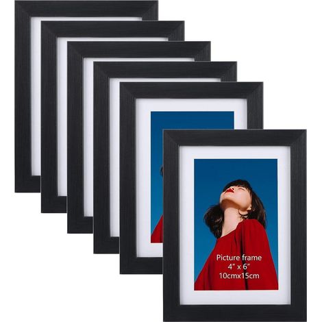 Bilderrahmen Set 6er 10x15/13x18 cm Wand Tisch Schwarz Galerie Collage Display (1/5)