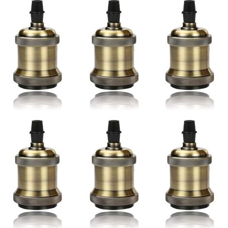 LED Lighting 6 Pack E27 Vintage Ampoule solide céramique douille Support de lampe Rétro Edison Vis Ampoule adaptateur Socket, Bronze (1/5)