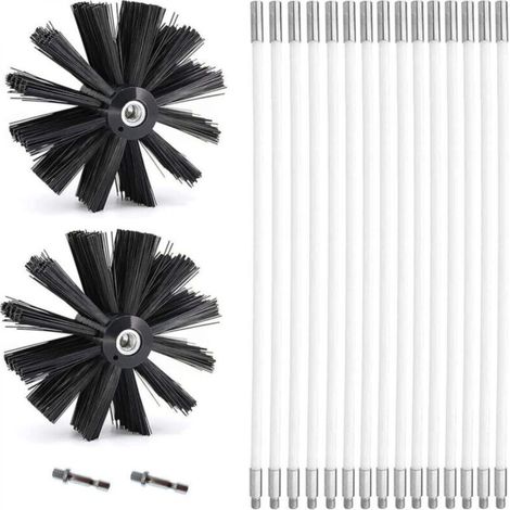 Chimney Sweeping Kit, Chimney Cleaning Brush Ø150mm for Chimneys with 15 Flexible Rods of 410 mm and 2 Brush Heads (1/5)