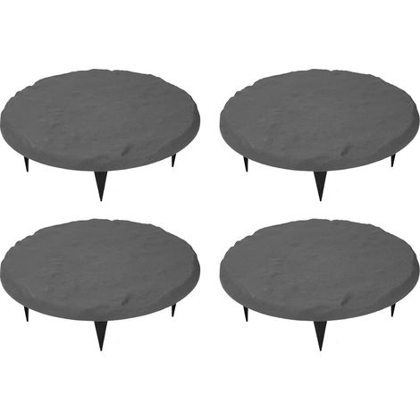 Losas decorativas para jardín, losas de plástico para entrada de vehículos, adoquines decorativos de 40 cm con 6 estacas para el suelo, ideales para caminos de jardín y césped (redondas). (1/5)