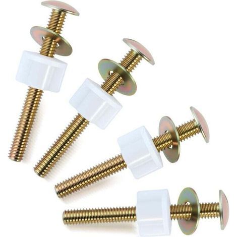 Kit di 4 viti di ricambio per sedile WC, bulloni universali, facili da installare, con dadi in nylon e rondelle metalliche (1/4)