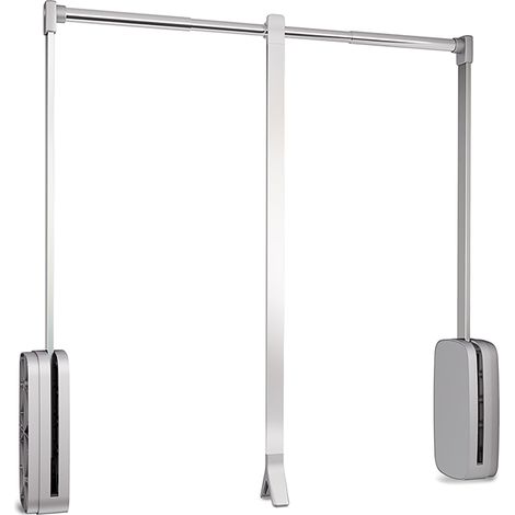 Emuca Kleiderlift für Garderoben Sling, 600 - 830, Verchromt, Stahl und Kunststoff