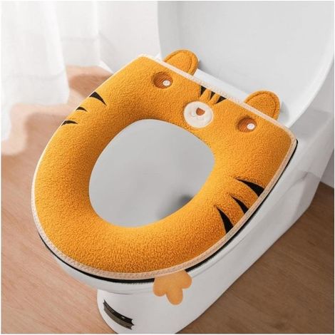 Protège-siège de toilette épais et moelleux avec poignée - Taille universelle, anneau de protection pour salle de bain (1/5)