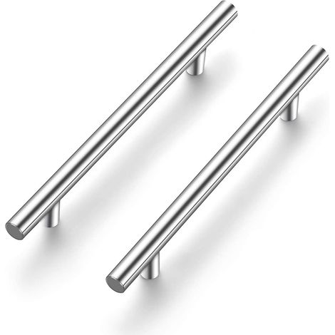 Lot de 5 poignées de meuble en acier inoxydable argenté, 128 mm — Adaptées aux portes, placards et tiroirs (1/5)