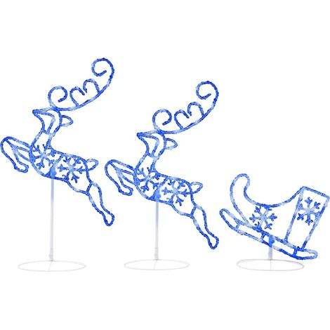 Weihnachtsdeko LED Rentiere & Schlitten Acryl 260x21x87 cm Blau vidaXL (1/5)