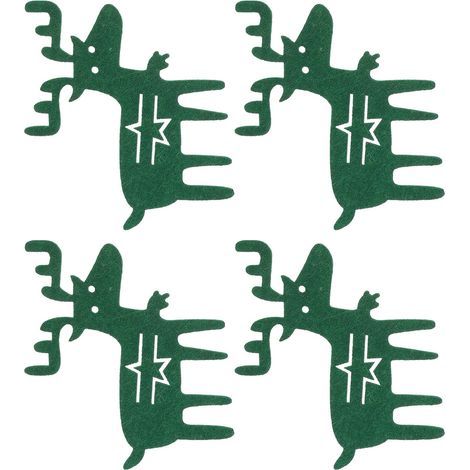 4-teiliges grünes Stoff-Besteckset mit Rentiermotiv - MMCD-ZGL-05058 (1/5)