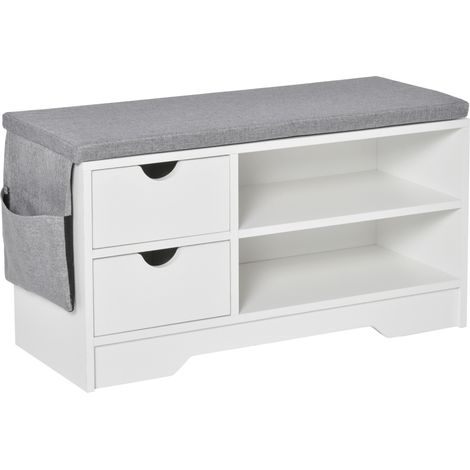 Meuble banc à chaussures KIM blanc et gris (1/5)