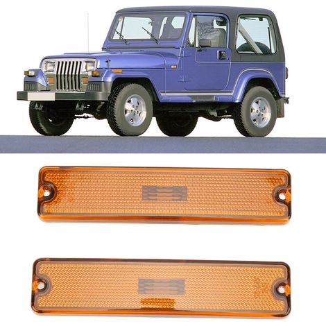 Feu de position latéral pour Jeep Wrangler YJ 1987-1995, couleur jaune, haute luminosité, référence 56001424. (1/5)