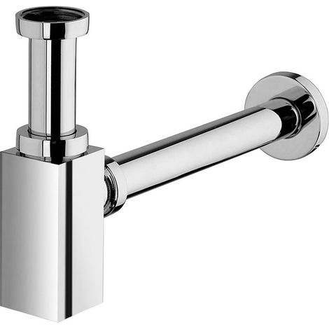 Sifone quadrato in ottone cromato 11/4 per lavabi d'appoggio o sospesi (1/2)