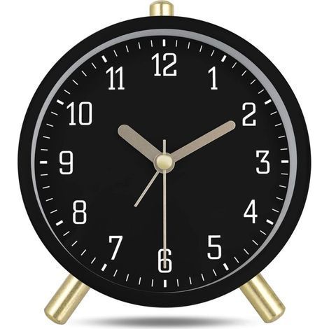 Sveglia classica silenziosa bianca latte con luce, orologio da tavolo decorativo semplice e moderno per camera da letto 11 cm (1/5)