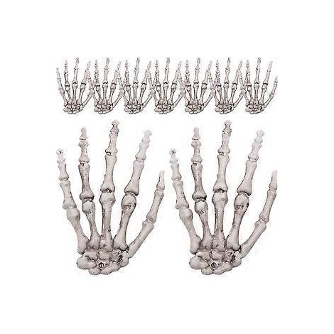 Lot de 9 mains de squelette réalistes pour Halloween, décorations de maison hantée (1/4)