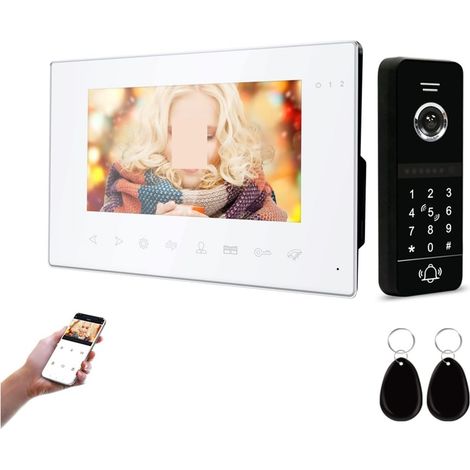 Caméra de sécurité sans fil avec sonnette vidéo Système d'interphone vidéo sans fil WiFi for maison Villa appartement avec mot de passe contrôle d'accès vidéo interphone résidentiel Installation facil (1/5)