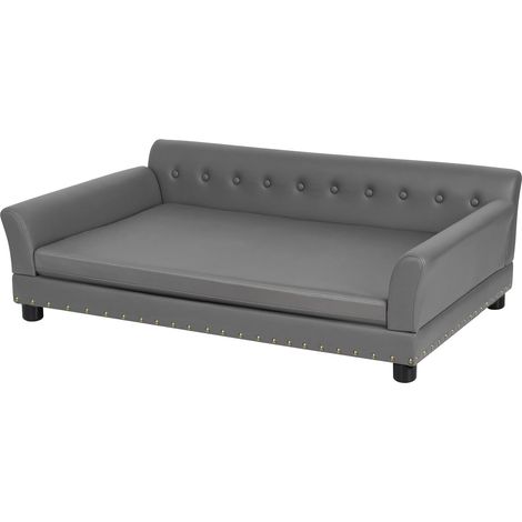 Canapé pour Chien Grande Taille Lit Haut pour Gros Chien Déhoussable Fauteuil en Cuir Chien sur Pied - 120x74x40cm