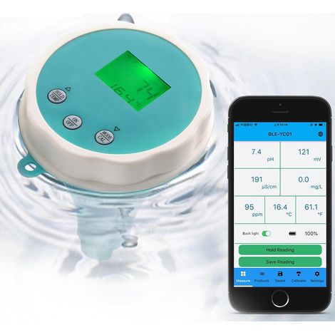 (1 Stück) Universeller Bluetooth-Wassertester für Schwimmbäder – pH- und Chlorüberwachung (1/5)