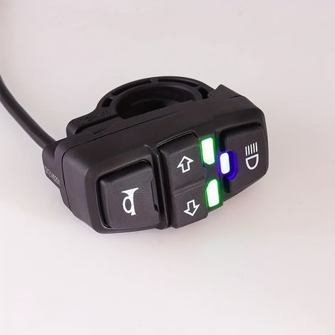Interruptor de control 3 en 1 para manillar de motocicleta con faro, intermitente y claxon para manillares de 22 mm (7/8"), PVC duradero, diseño ergonómico. (1/5)